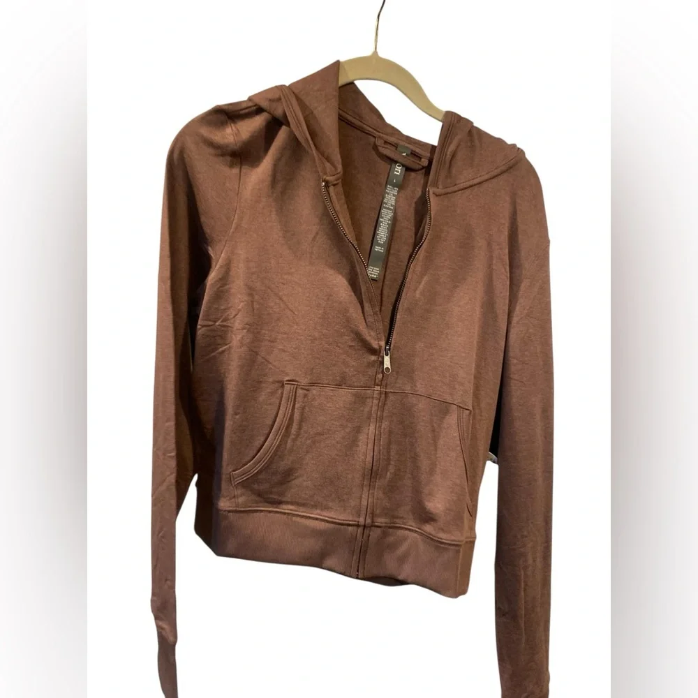 NWT Vuori halo mini full zip hoodie CHOCOLATE MILK HEATHER Size L